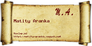Matity Aranka névjegykártya